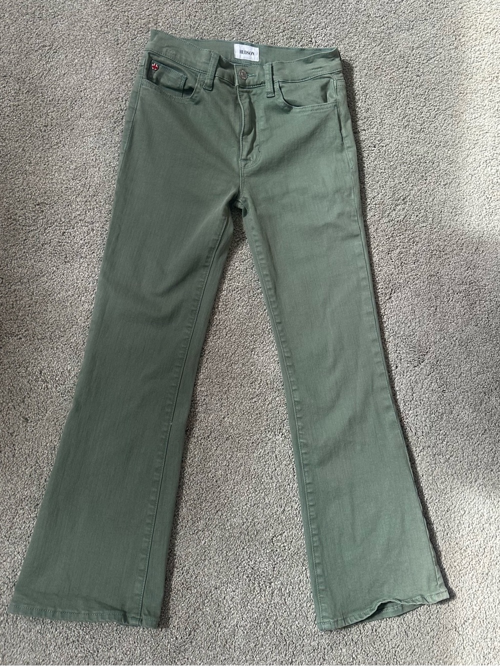 Hudson Jeans Olive Green Flare Crop Vintage Blair Bootcut Jean